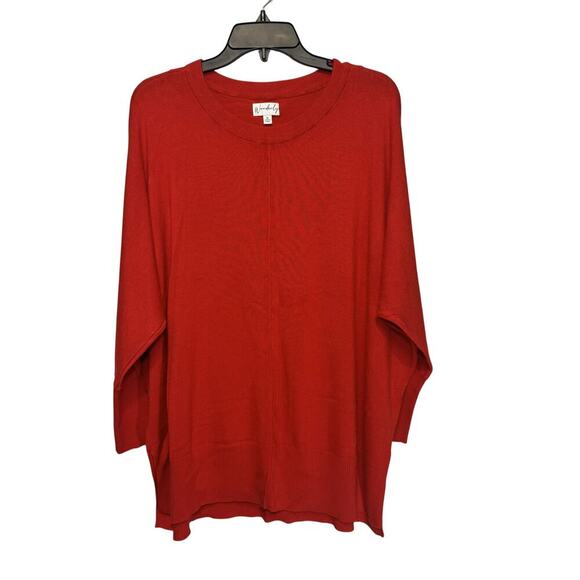 Wonderly Sweaters - Wonderly Red Women's pullover sweater‎ with Dolman sleeves Size SL